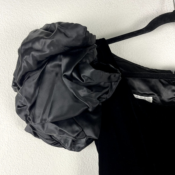 VTG Victor Costa Formal Dress Womens 8 Ruffle Velvet Satin Whimsigoth 80s Witchy - Picture 6 of 16
